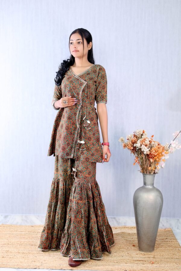 Ajrakhiya Collection –  Sharara Set - Image 3