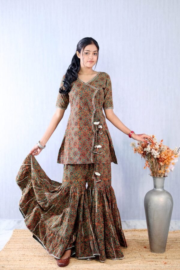 Ajrakhiya Collection –  Sharara Set - Image 2