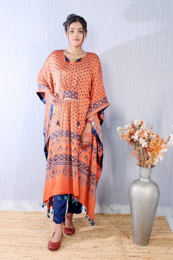 Modal Silk Kaftan – Ajrakhiya Collection - Image 3