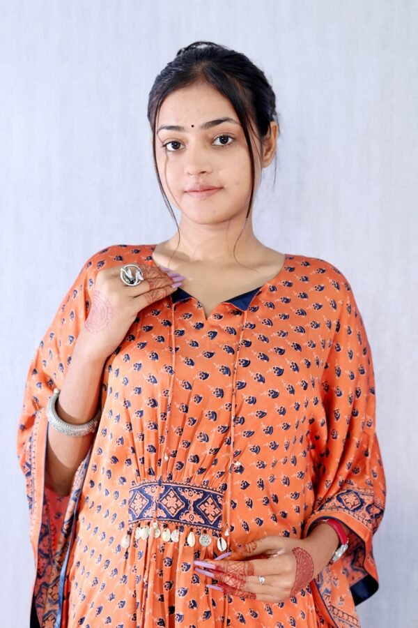 Modal Silk Kaftan – Ajrakhiya Collection - Image 2