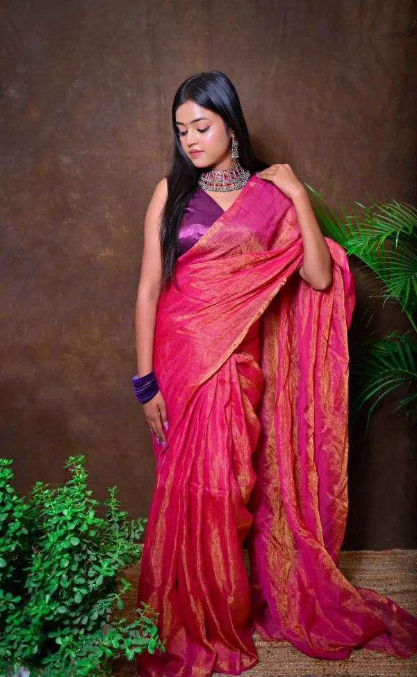 सोनतारा – Handwoven Zari Linen Saree - Image 2