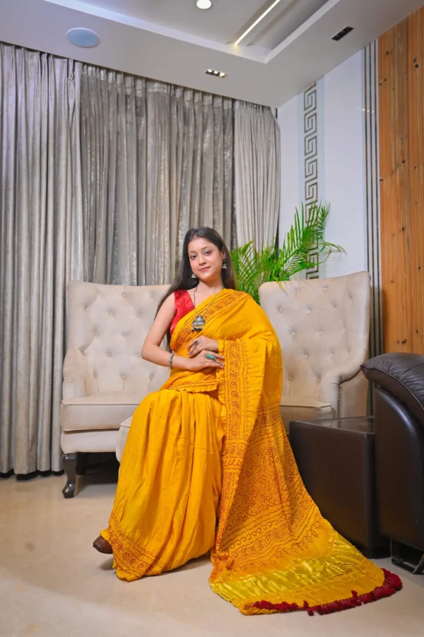 रंंगरसिया – Raai Daana Bandhej Pure Gajji Silk Saree with Lagdi Patta Pallu - Image 4