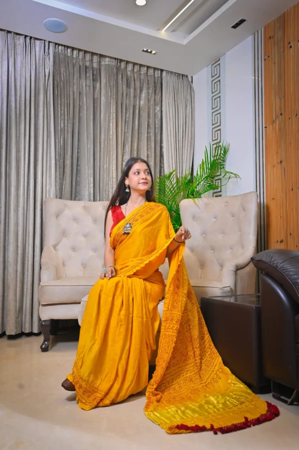 रंंगरसिया – Raai Daana Bandhej Pure Gajji Silk Saree with Lagdi Patta Pallu - Image 3