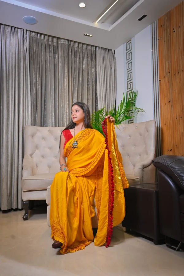 रंंगरसिया – Raai Daana Bandhej Pure Gajji Silk Saree with Lagdi Patta Pallu - Image 2