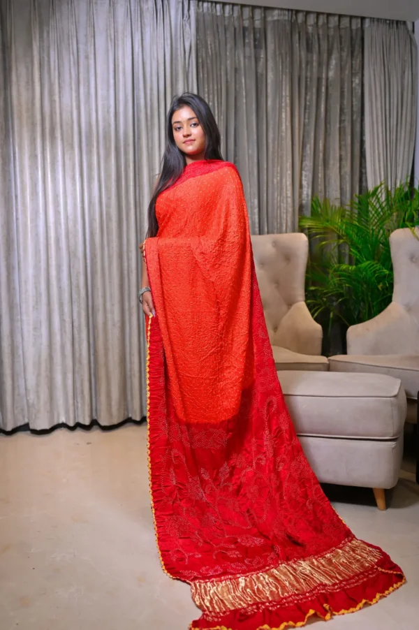 ️ रंंगरसिया – Raai Daana Bandhej Pure Gajji Silk Saree with Lagdi Patta Pallu