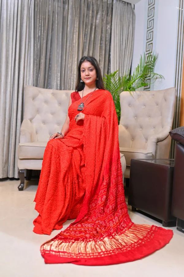 रंगरसिया Raai Daana Bhandhej Pure Gajji Silk Saree with Lagdi Patta Pallu