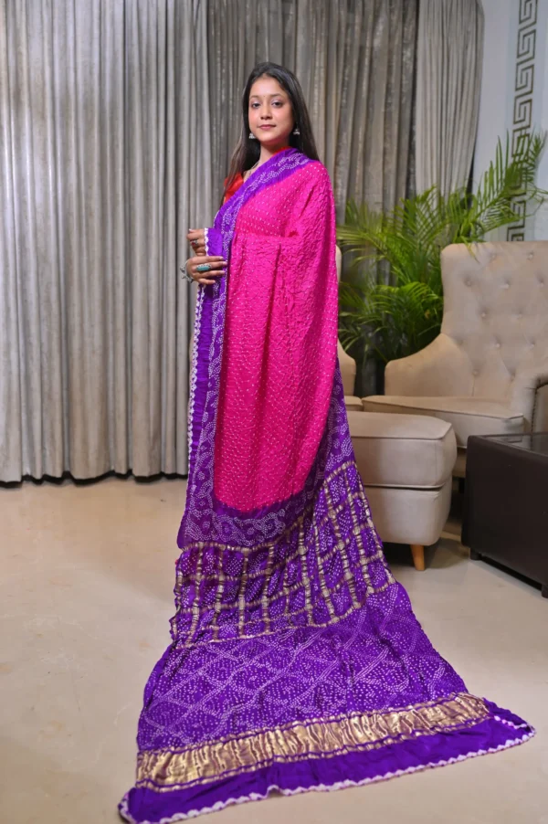 Raai Daana Bandhej Pure Gajji Silk Saree – Gharchola Lagdi Patta Pallu