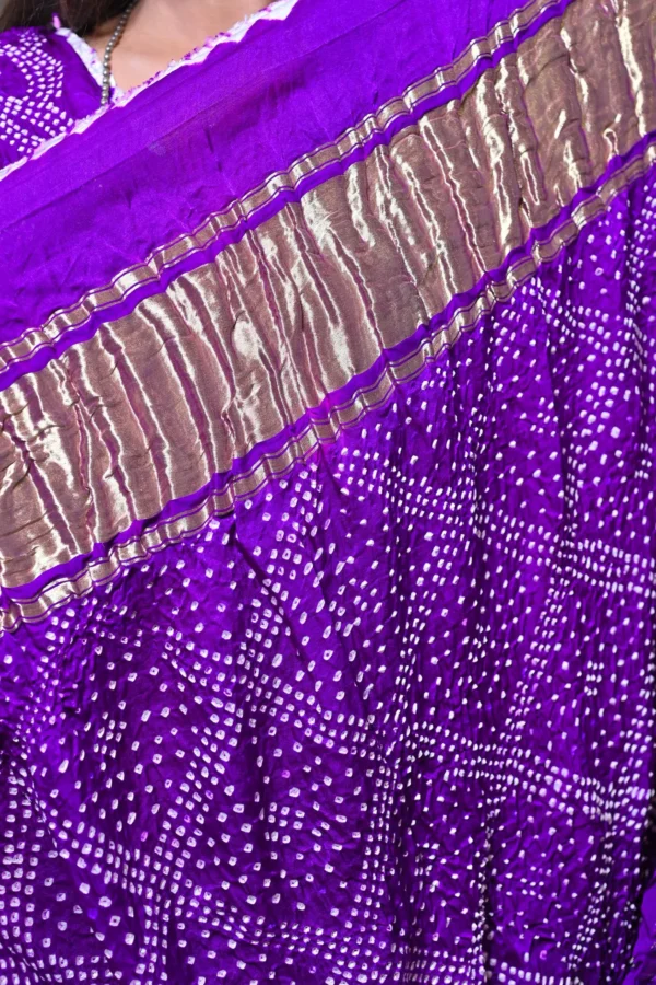 Raai Daana Bandhej Pure Gajji Silk Saree – Gharchola Lagdi Patta Pallu - Image 4