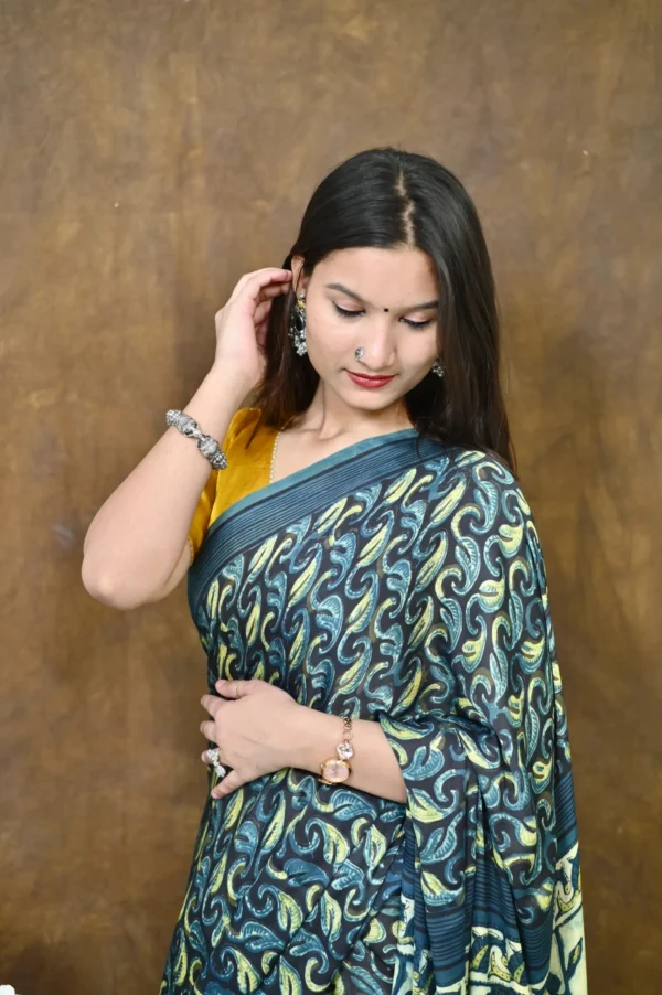 Vanaspati Ajrakh Modal Silk Hand Block Printed Saree